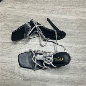 Black and Silver Diamond Women's Heels